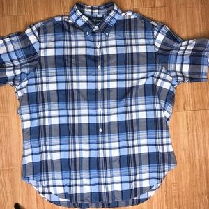 RALPH LAUREN Men's Blue Plaid Button Shirt 2XL
